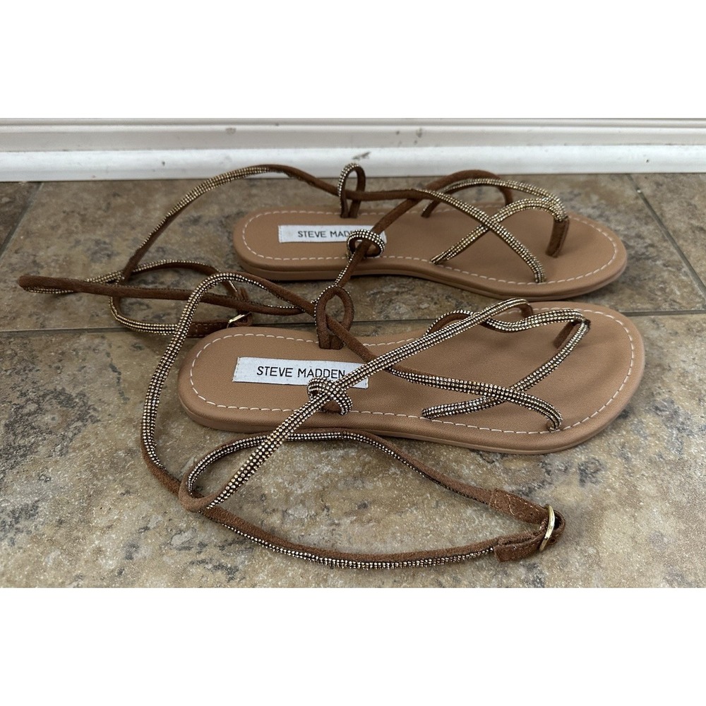 steven madden karolyn lace up sandals gold size 7